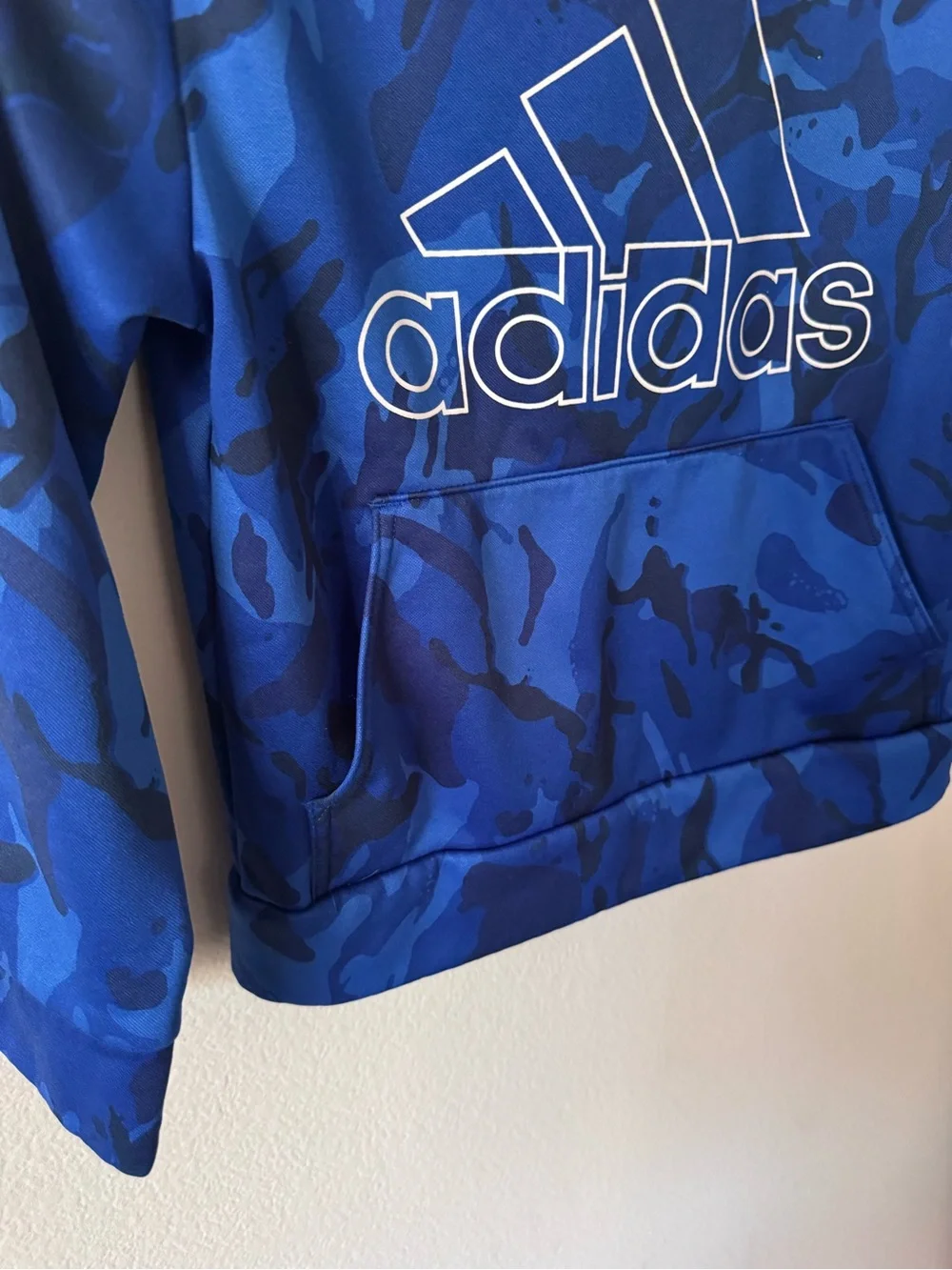 Adidas Kids Blue Camo Logo Hoodie